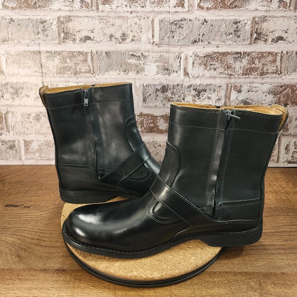 TIMBERLAND BLACK LEATHER ZIP BOOTS MENS 10